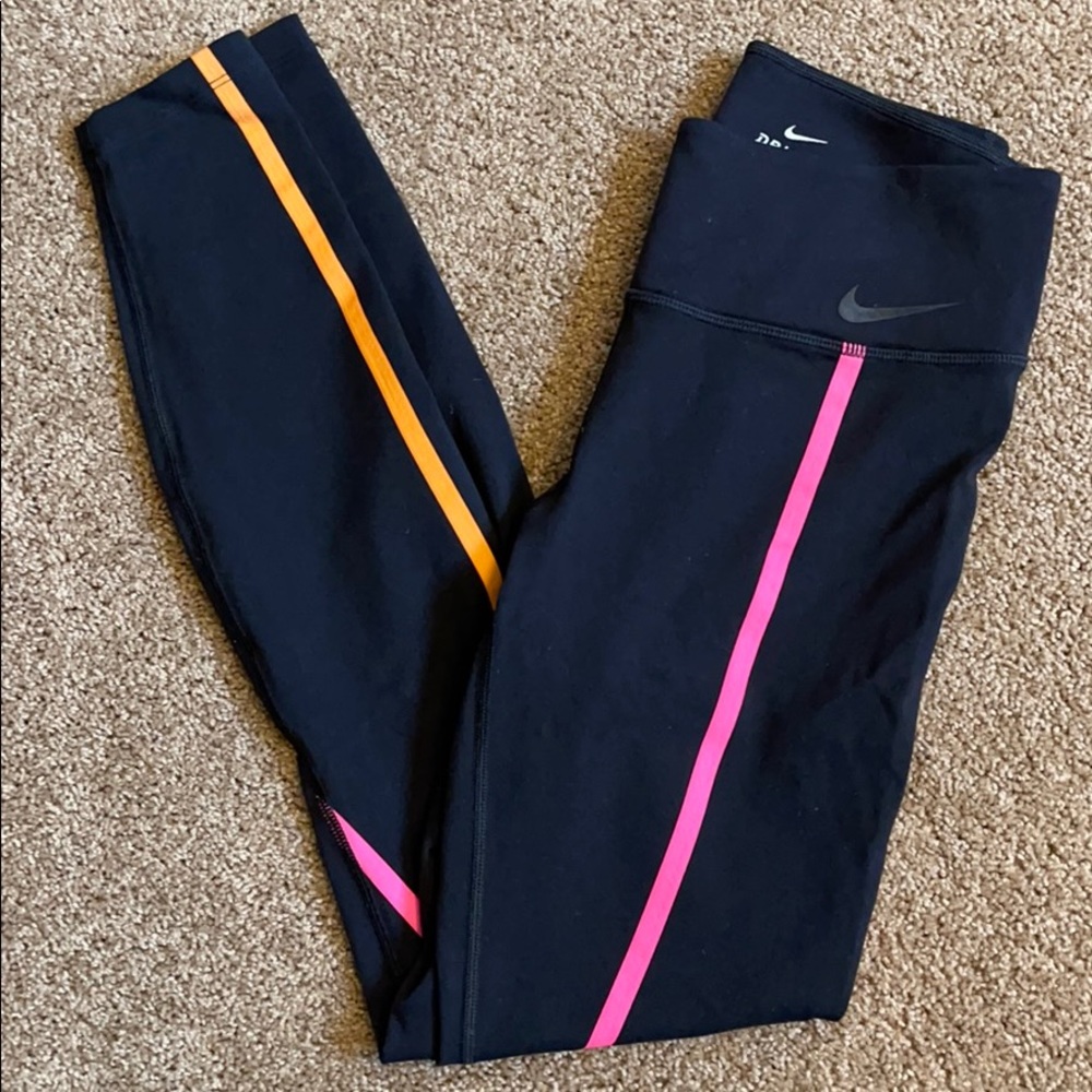 Nike S running tights neon pink & orange